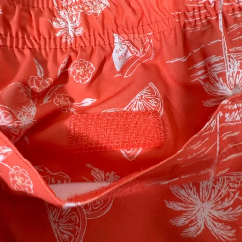 Old Navy Men’s Orange‎ Printed  6” Tropical Beach Swim Trunks Size XXL